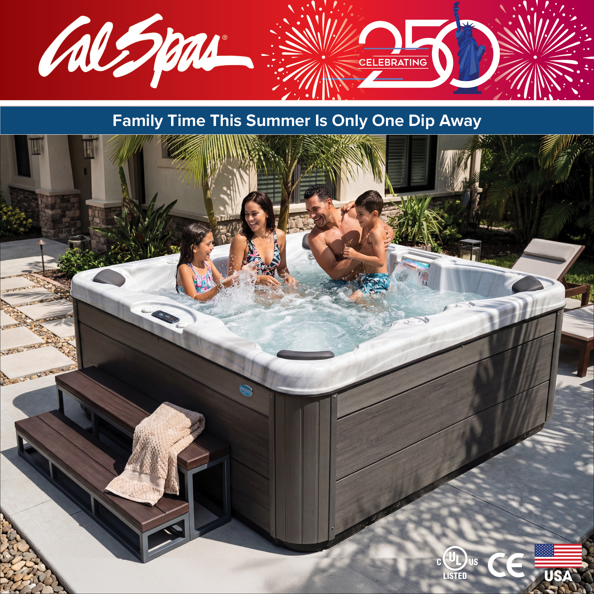 Calspas hot tub being used in a family setting - Alpharetta